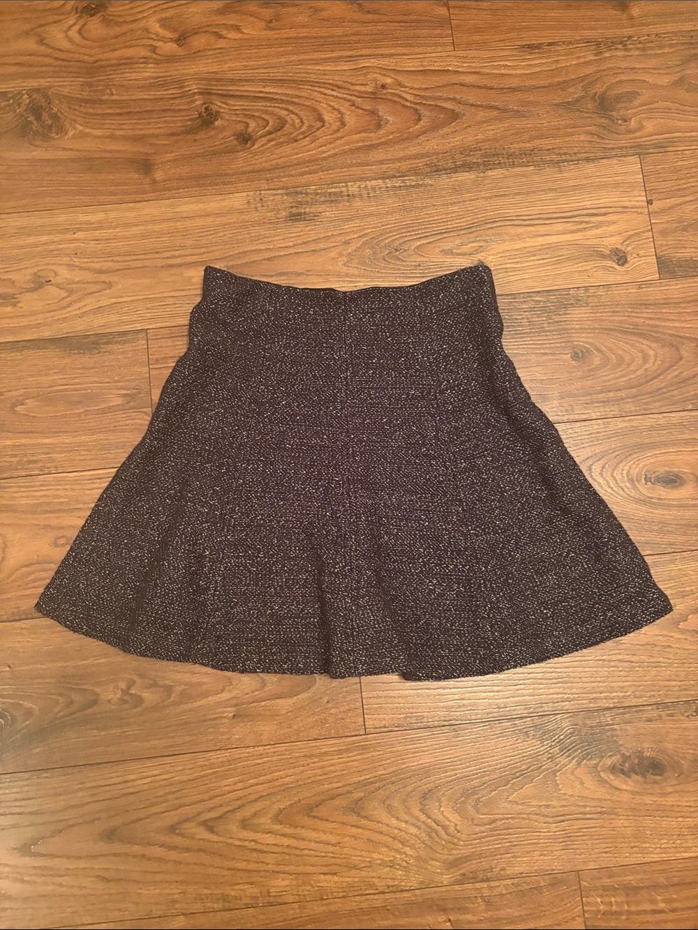 Loft Black and White Flecked Flared Skater Skirt